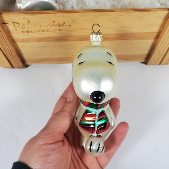 Kurt Adler Polonaise Peanuts Ornaments Snoopy and Lucy in Wood Crate - Picture 5 of 16